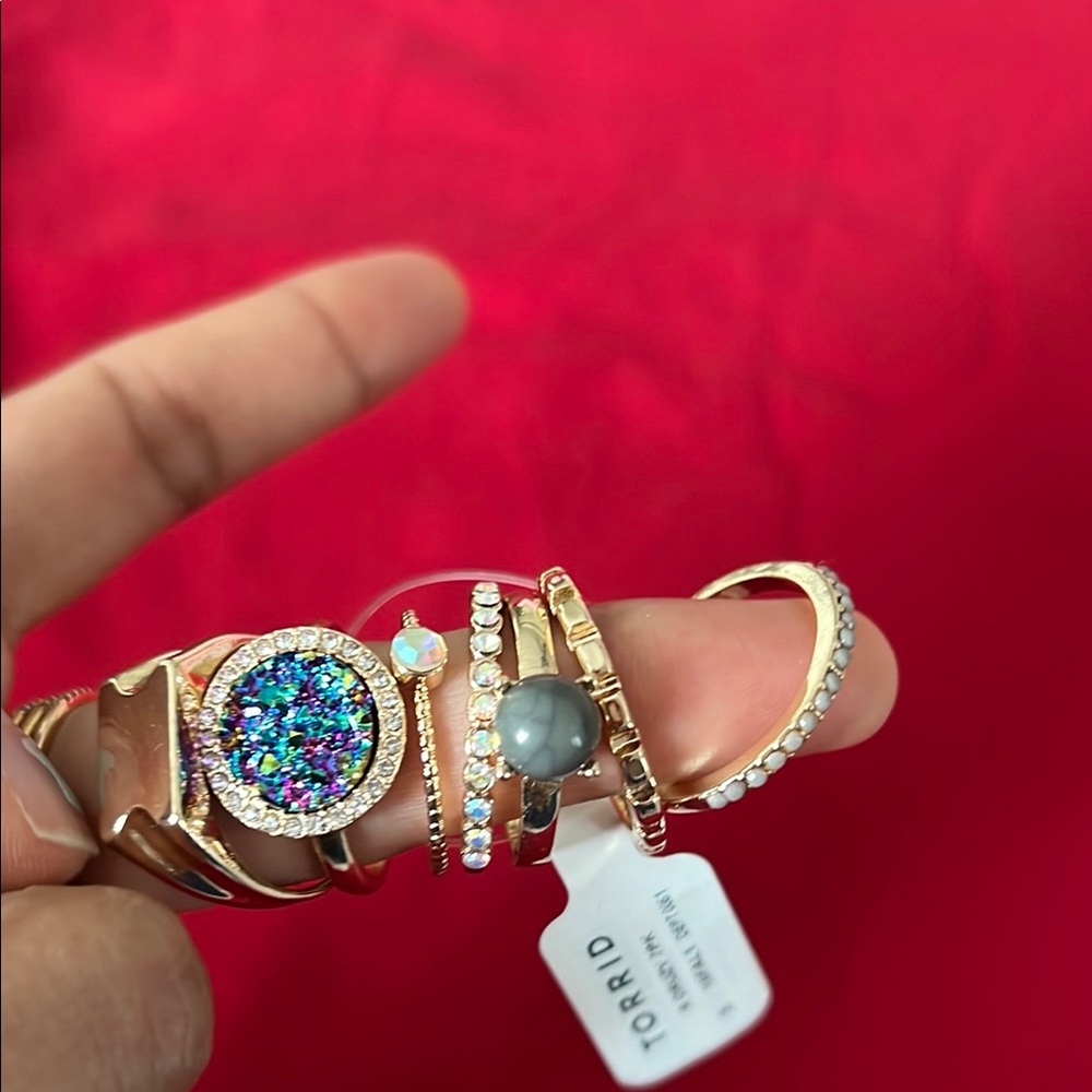 Torrid Gold and Blue Statement Ring Set
